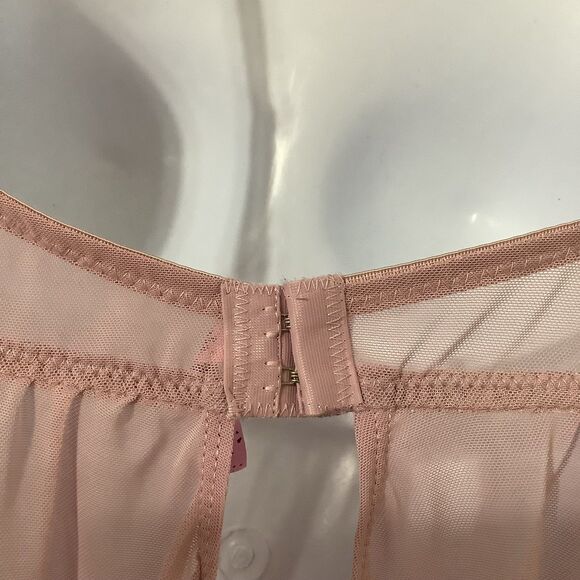 Native Pink Coquette Dollette Rhinestone Romantic Babydoll Ruffle Slip 36C - Picture 8 of 11